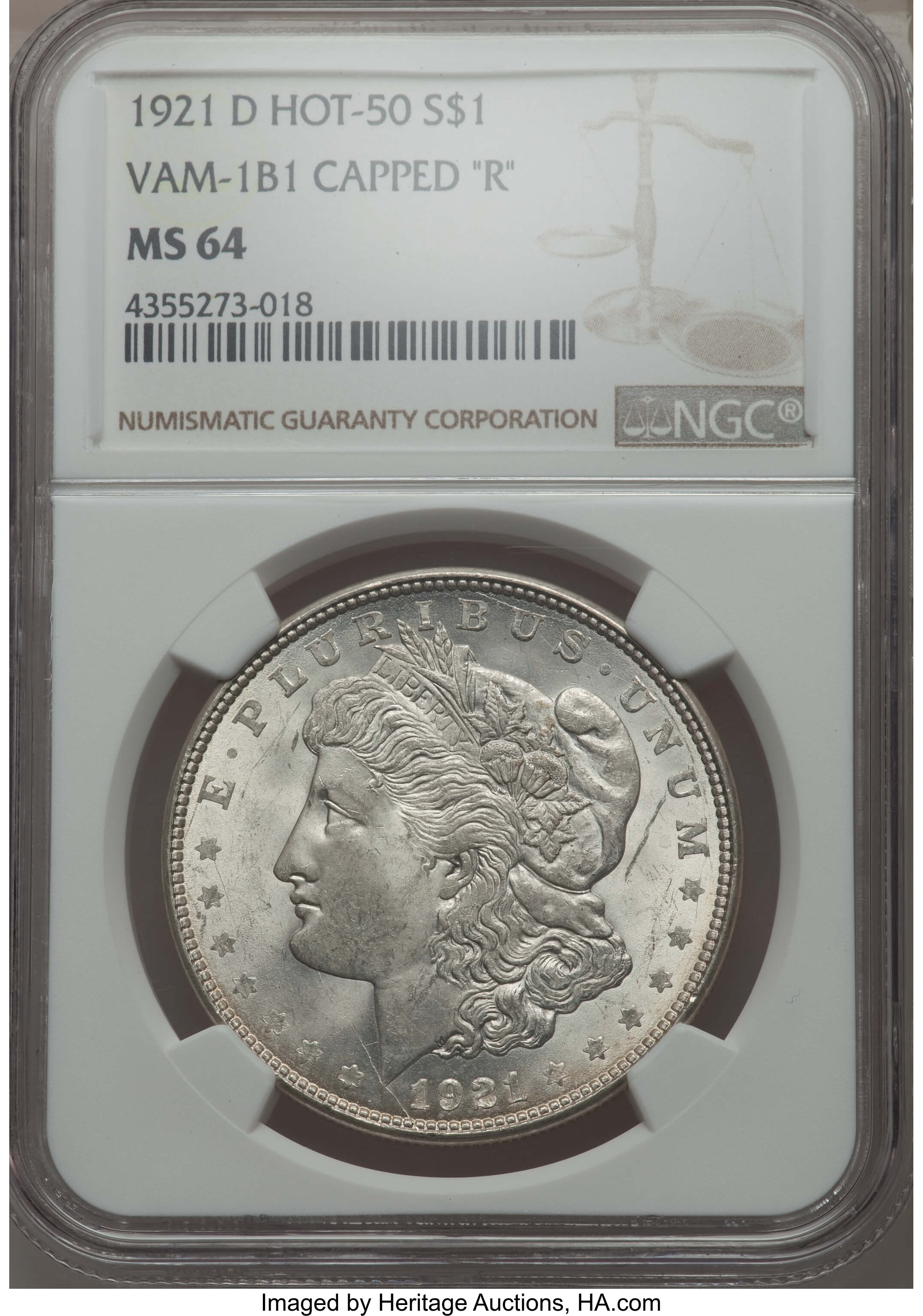 1921-D $1 VAM-1B1, Capped R MS64 NGC. NGC Census: (0/0). PCGS Population: (18/5)....