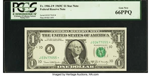 image for: Fr. 1906-J* $1 1969C Federal Reserve Note. PCGS Gem New 66PPQ....