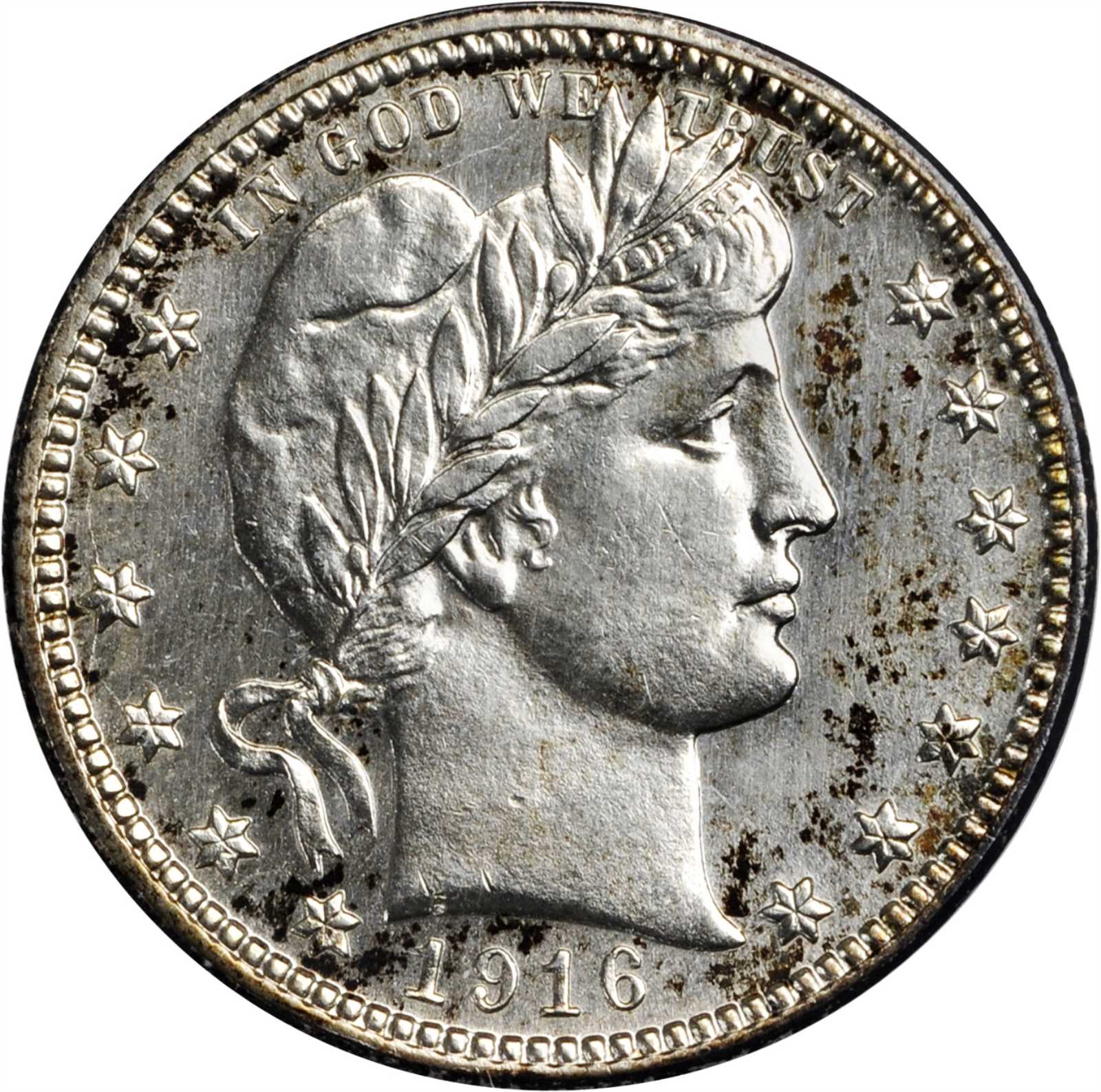 1916-D Barber Quarter. MS-60 Details--Cleaned (ANACS).