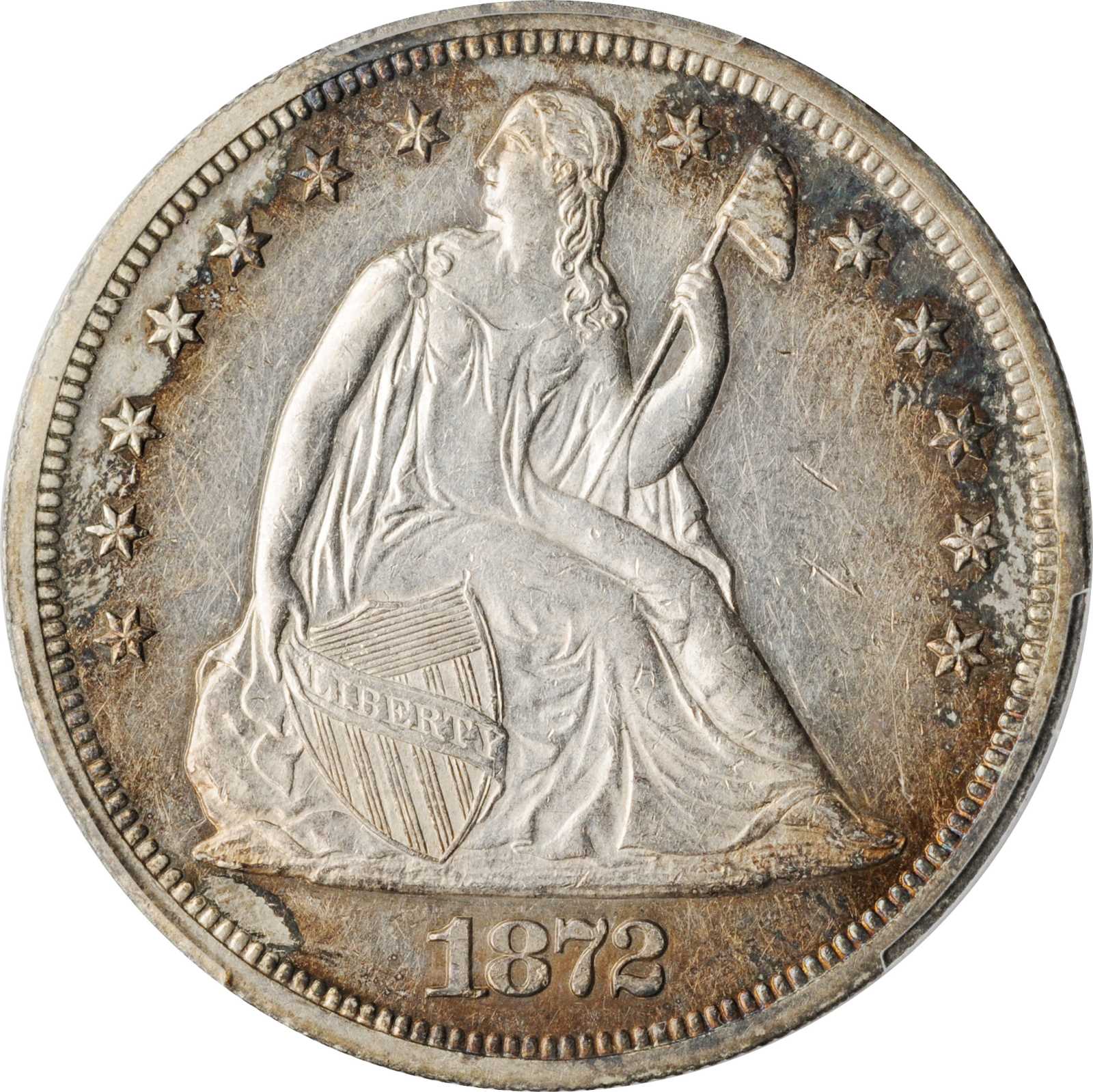 1872 Liberty Seated Silver Dollar. Proof-55 (PCGS).