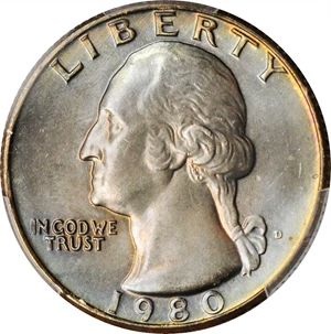 image for: 1980-D Washington Quarter. MS-64 (PCGS).