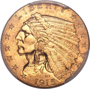 image for: 1915 $2 1/2 MS66 PCGS....