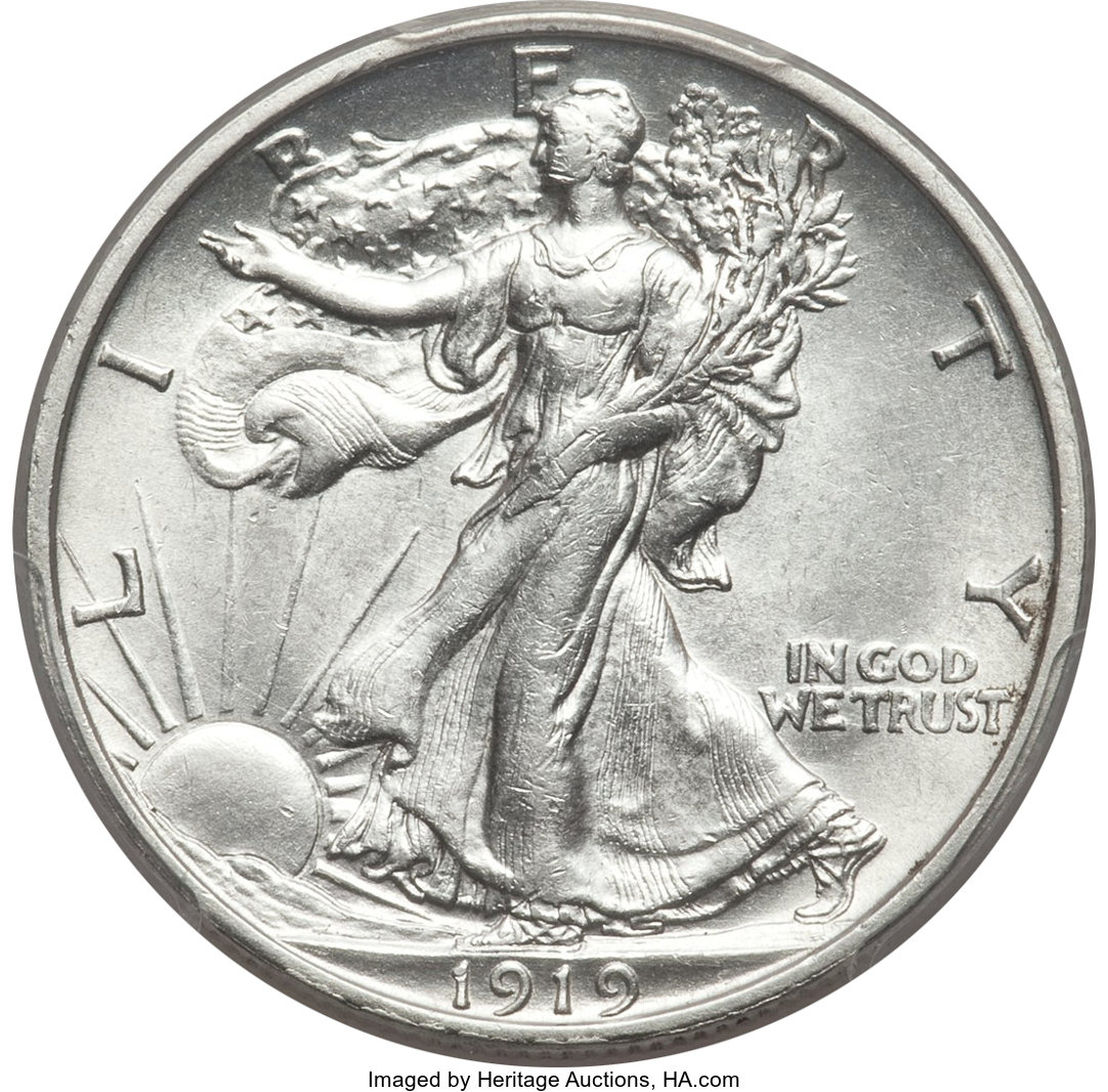 1919-S 50C AU55 PCGS. ...
