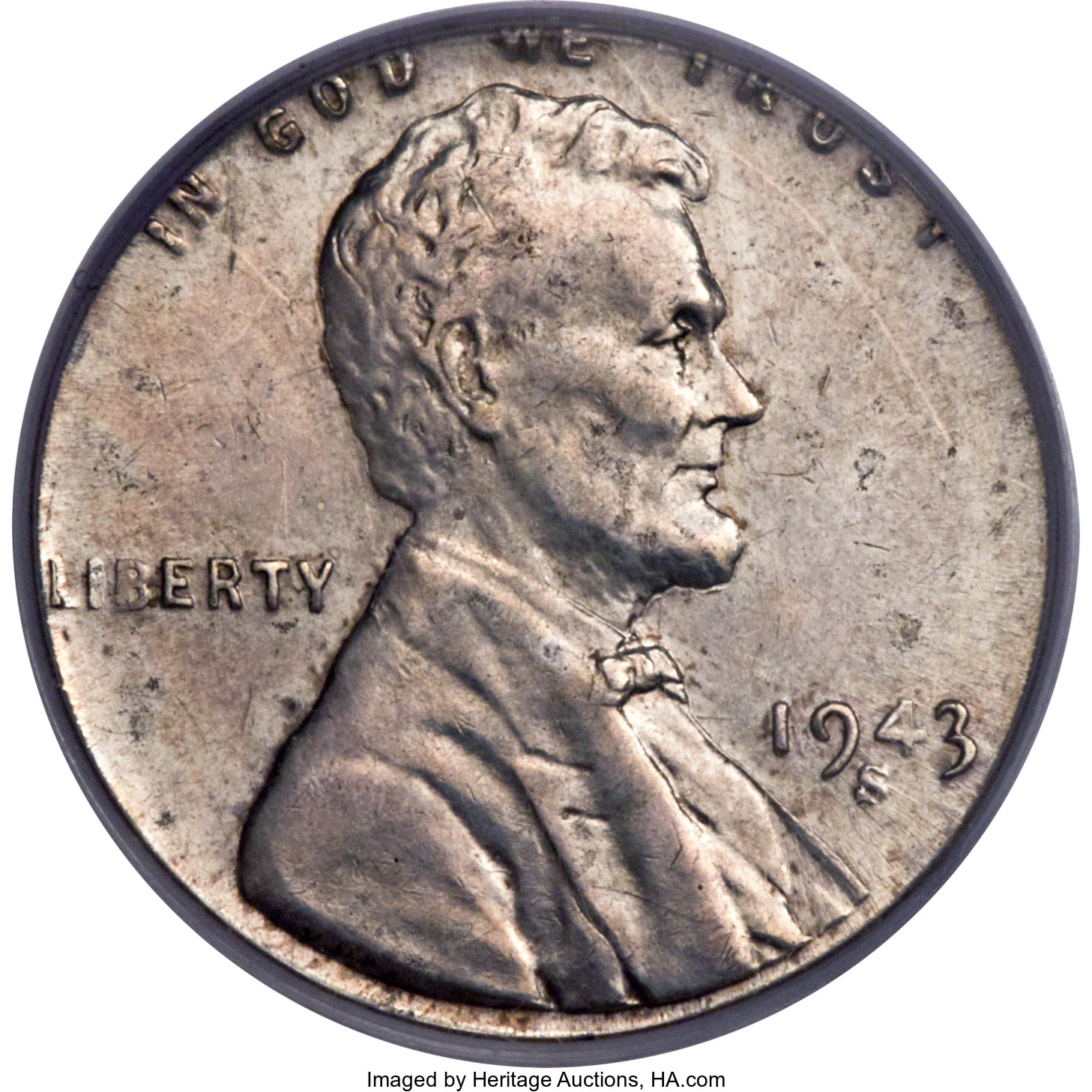 1943-S 1C Lincoln Cent -- Struck on a Silver Dime Planchet -- AU50 PCGS. ...