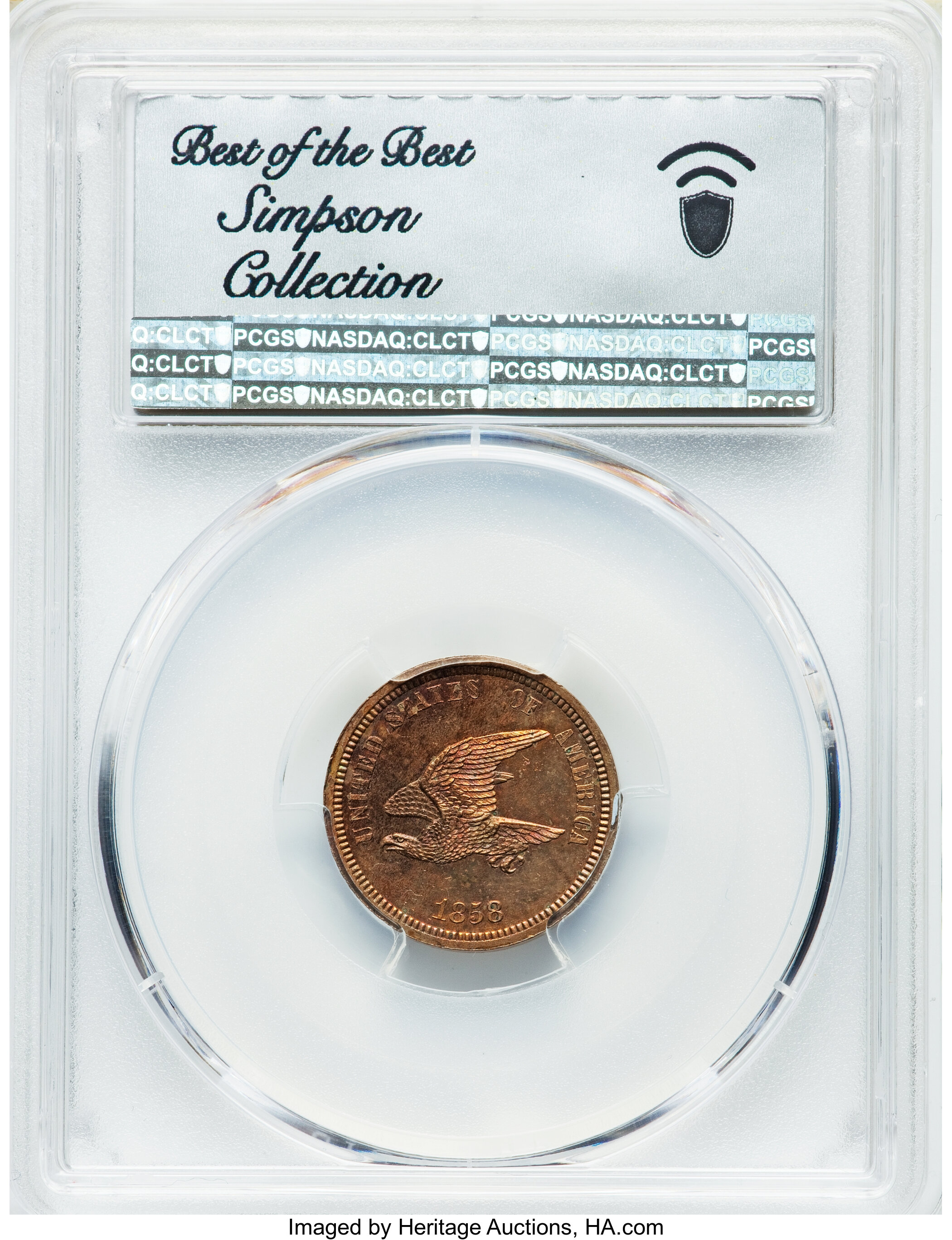 image for: 1858 P1C Flying Eagle/Indian Cent, Judd-220, Pollock-250, Unique, PR63 PCGS....