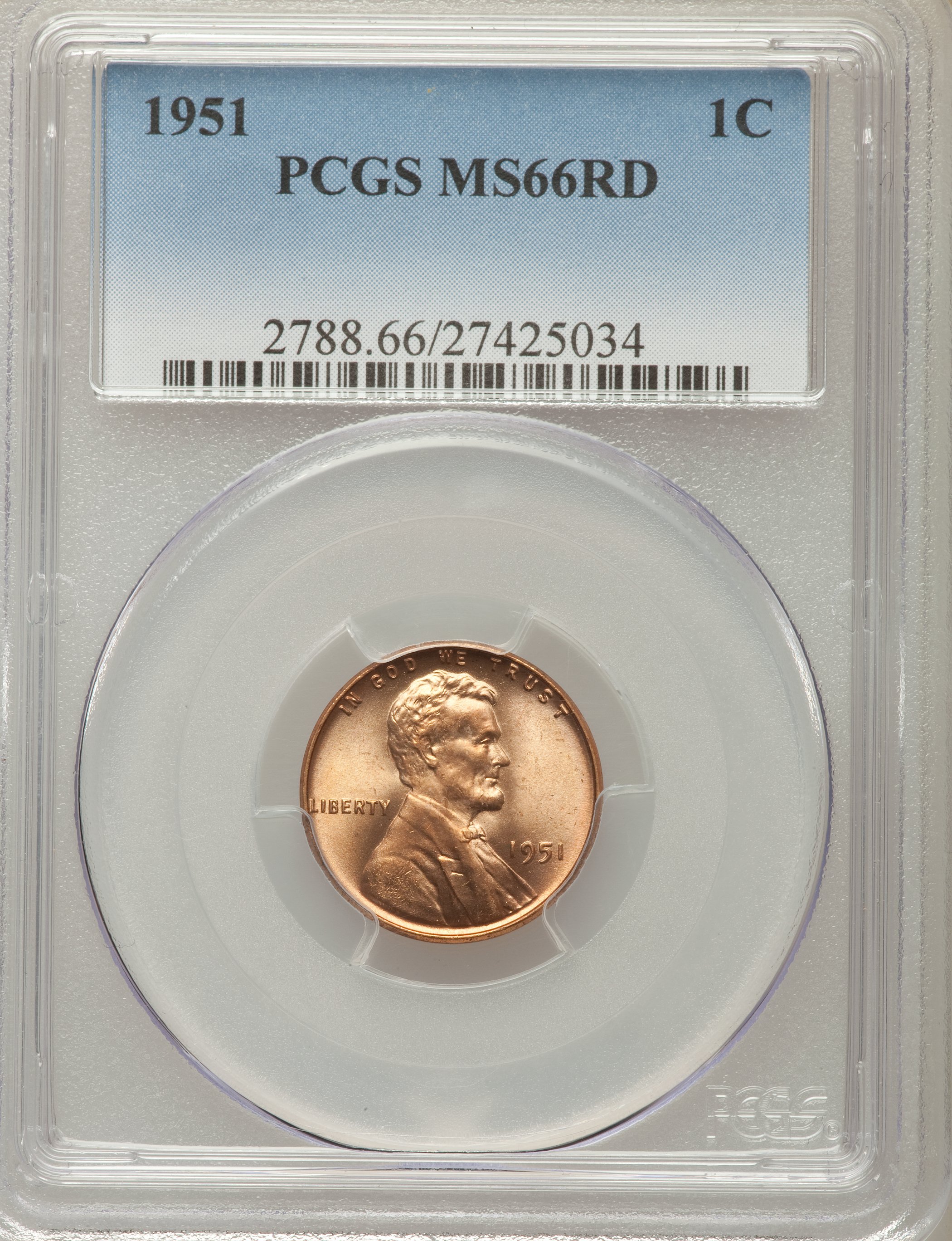 1951 Lincoln Cent PDS Set. This set includes the following: 1951 MS66 Red PCGS; 1951-D MS66 Red NGC; and a 1951-S MS66... (Total: 3 coins)