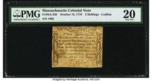 image for: Massachusetts October 18, 1776 2s PMG Very Fine 20....
