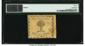 image for: Massachusetts October 18, 1776 2s PMG Very Fine 20....