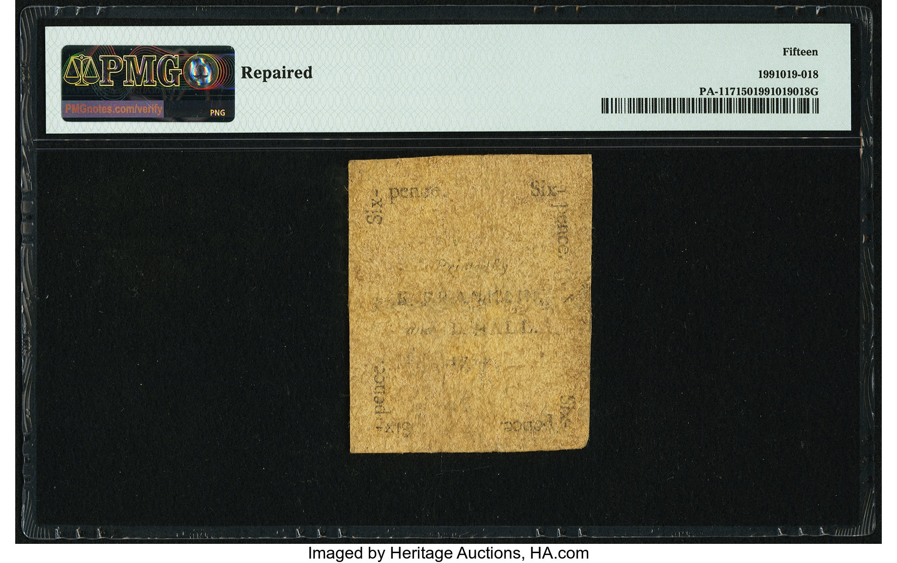 image for: Pennsylvania June 18, 1764 6d PMG Choice Fine 15....