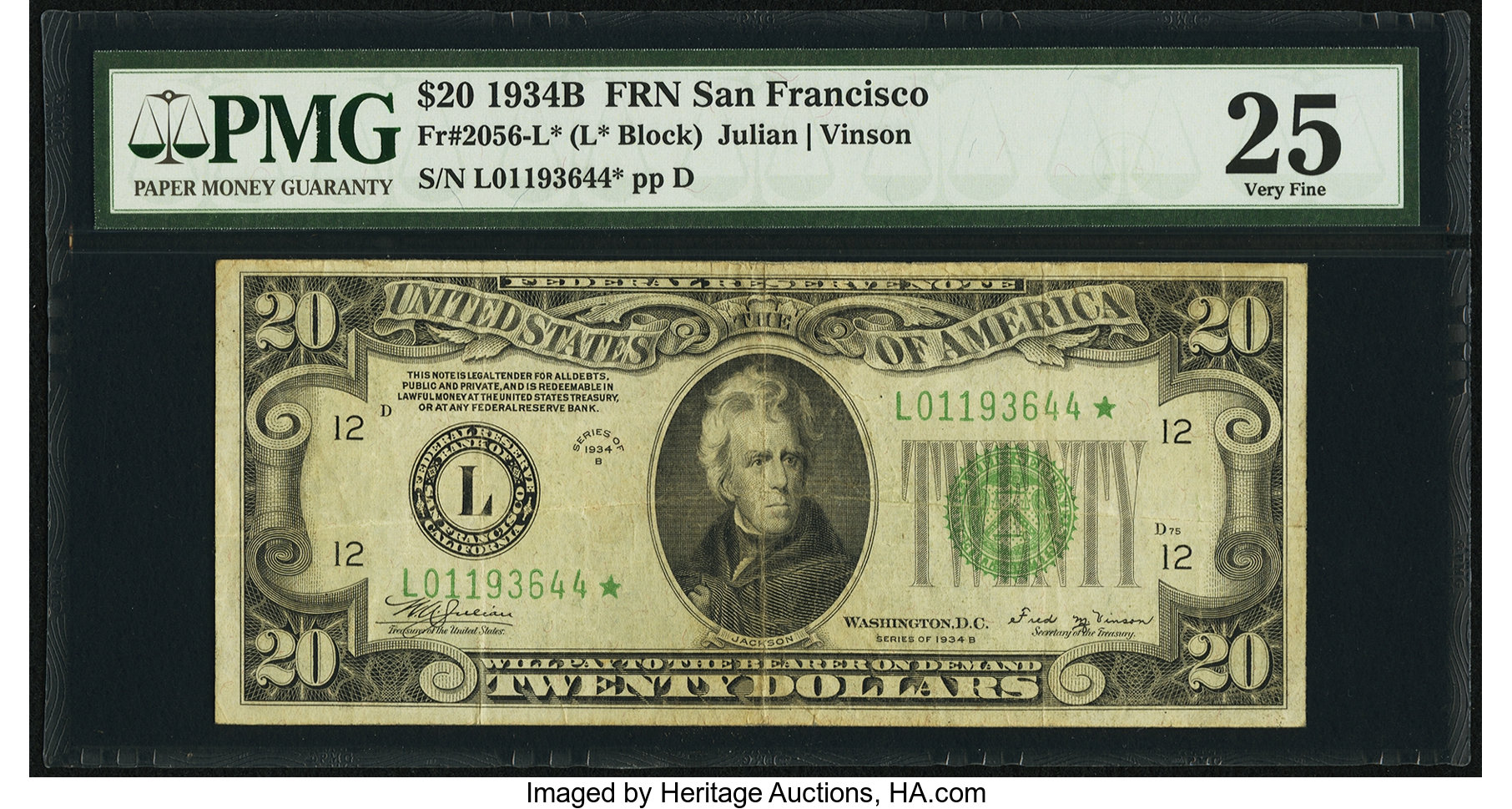 1934B $20 San Francisco, Star Replacement (Fr. 2056L*)