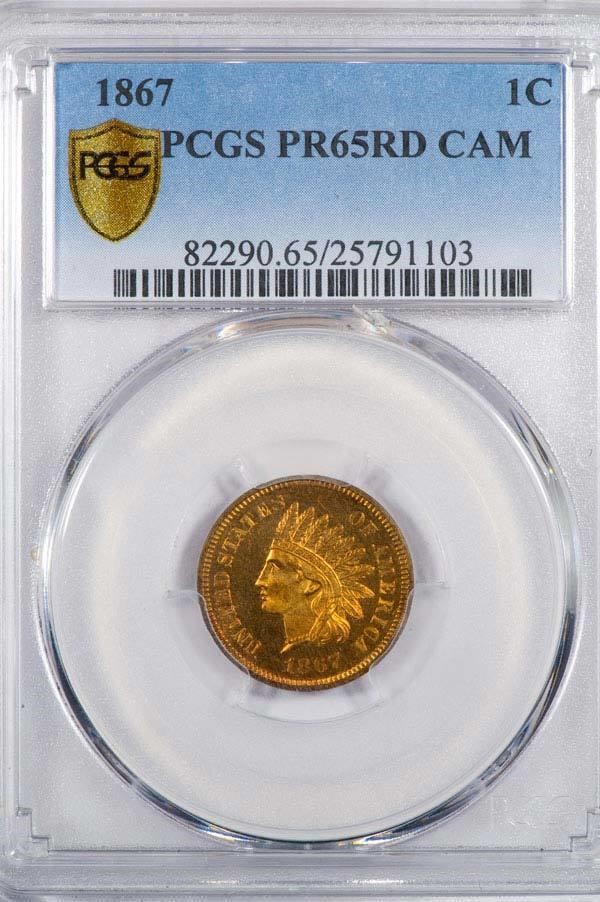 image for: 1C 1867  PCGS PR65RD CAM