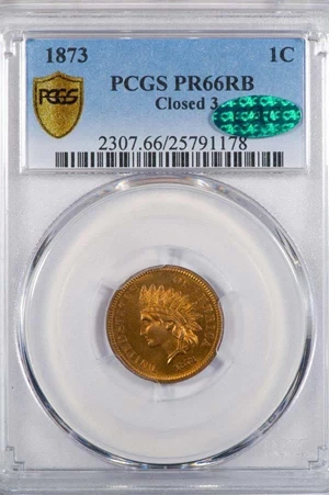 image for: 1C 1873 CLOSED 3 PCGS PR66RB CAC