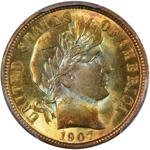 image for: 10C 1907-O PCGS MS67 CAC EX NEWMAN
