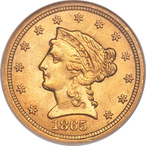 image for: 1865-S $2 1/2 MS62 NGC....