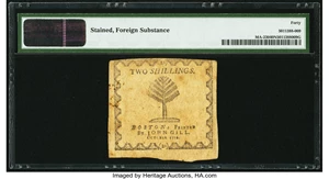 image for: Massachusetts October 18, 1776 2s PMG Extremely Fine 40 Net....