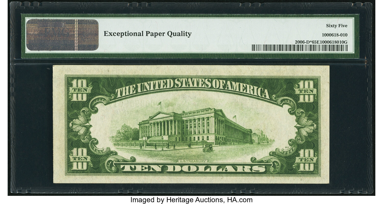 image for: Fr. 2006-D* $10 1934A Federal Reserve Note. PMG Gem Uncirculated 65 EPQ....