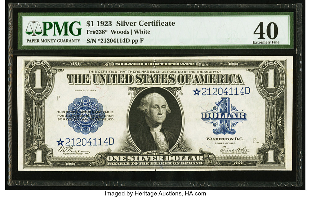 Fr. 238* $1 1923 Silver Certificate PMG Extremely Fine 40. ...