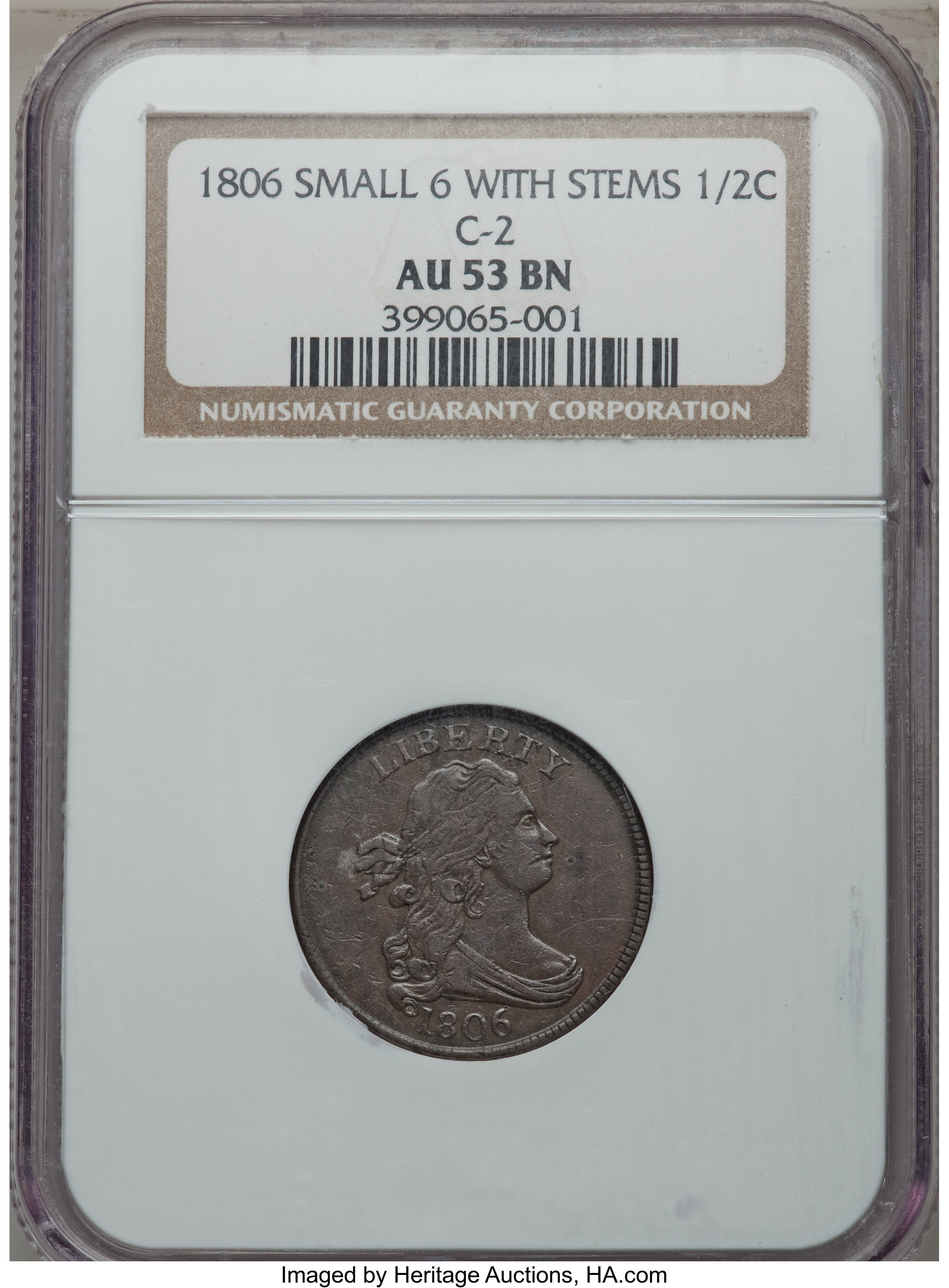 1806 1/2c Small 6, Stems, C-2 MS BN MS60 BN thumbnail 25