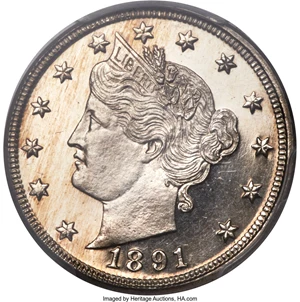 image for: 1891 5C PR67 Cameo PCGS....