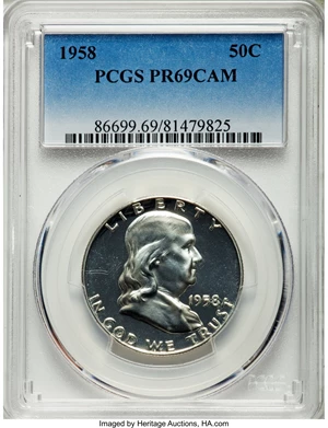 image for: 1958 50C PR69 Cameo PCGS....