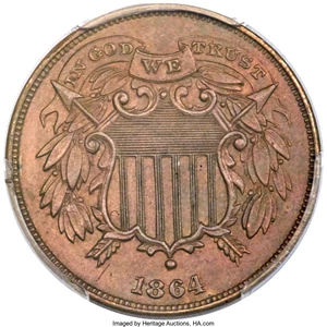 image for: 1864 2C Small Motto, FS-401, PR63 Brown PCGS....