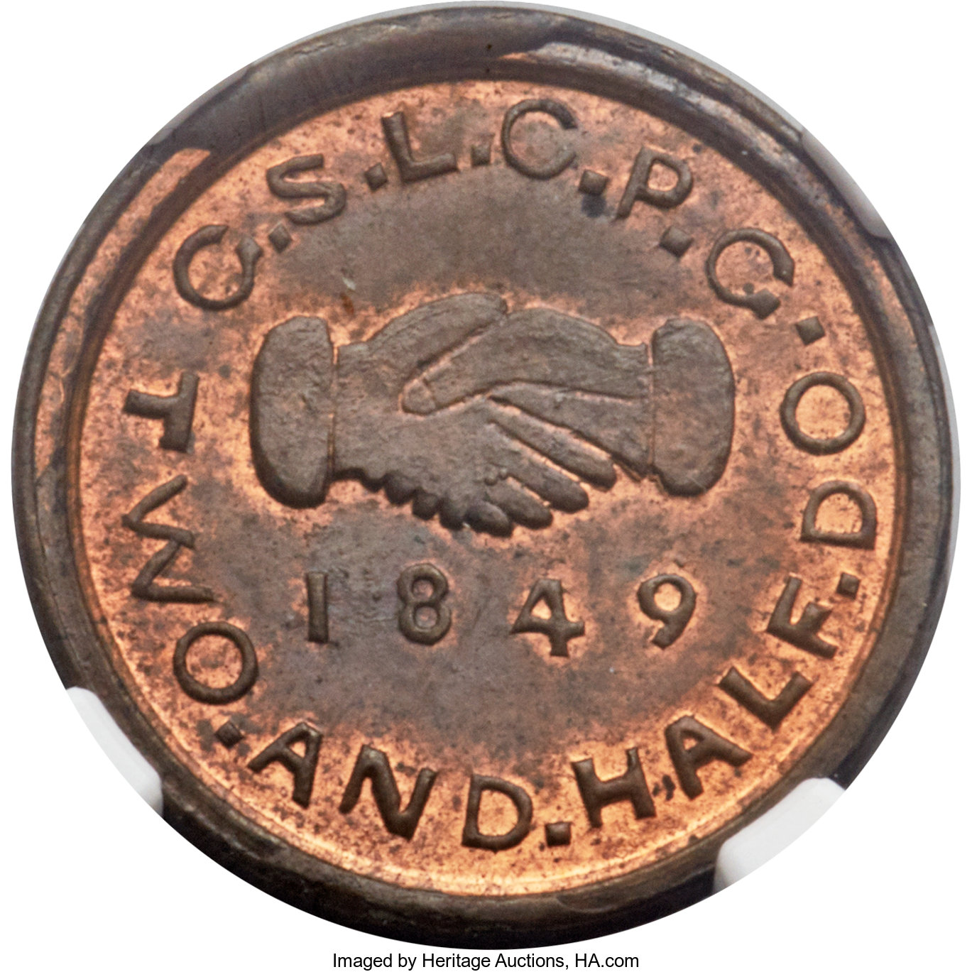 1849 DT$2 1/2 Mormon, Copper Uniface Restrike MS RB