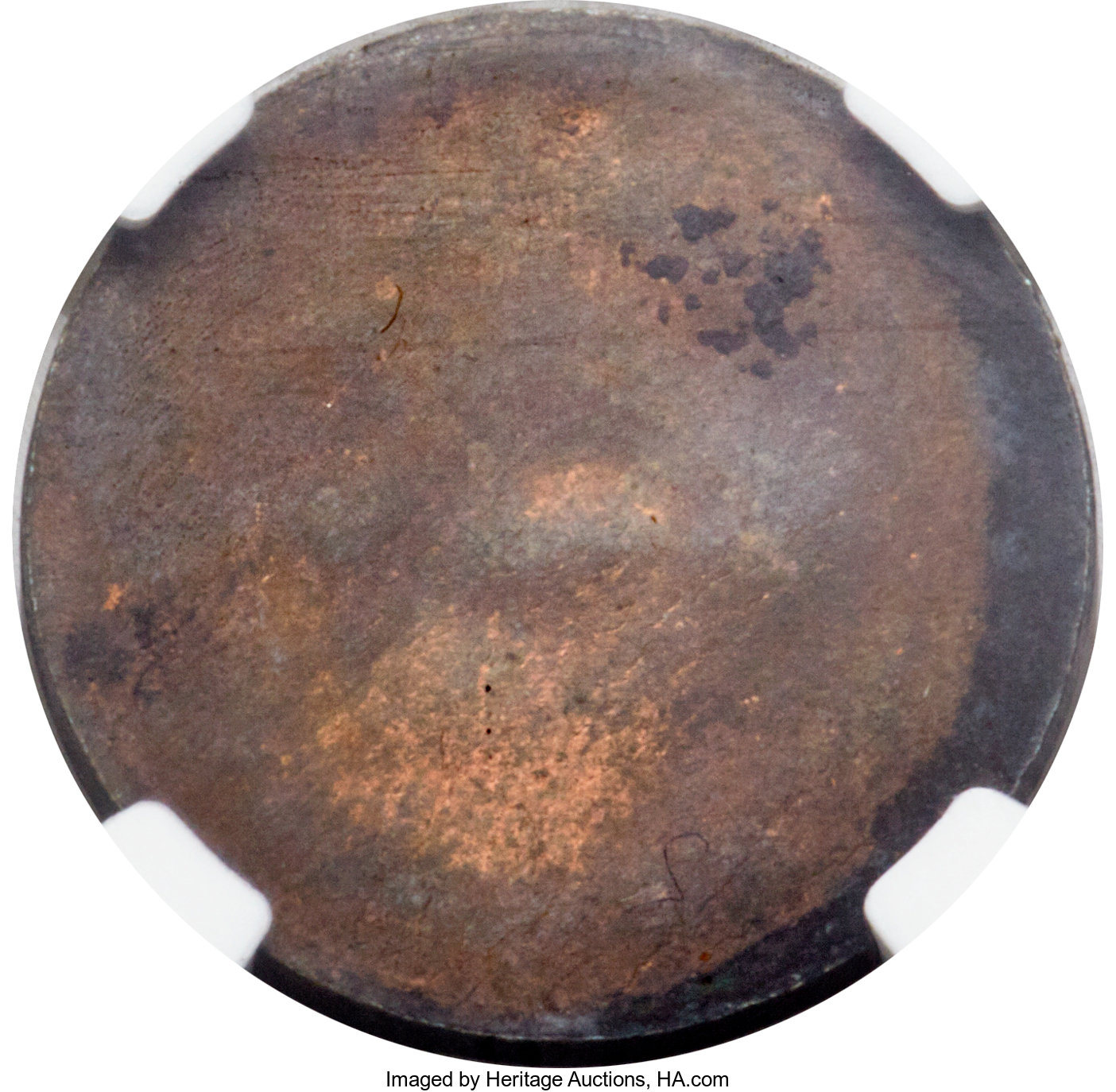 image for: 1849 $2 1/2 Mormon Quarter Eagle, Uniface Copper Restrike, Plain Edge, K-2a, R.7, MS63 Red and Brown NGC....