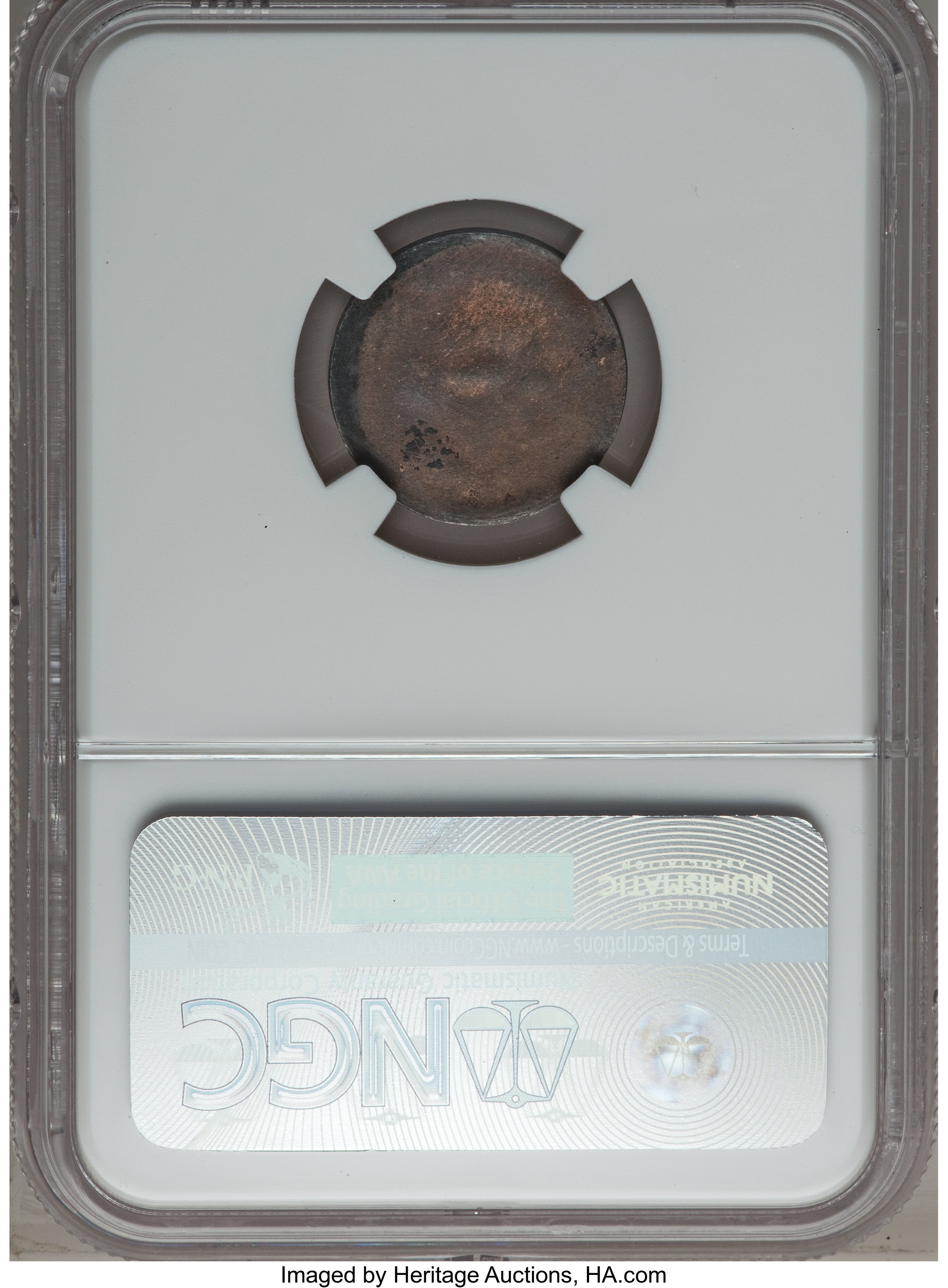 image for: 1849 $2 1/2 Mormon Quarter Eagle, Uniface Copper Restrike, Plain Edge, K-2a, R.7, MS63 Red and Brown NGC....