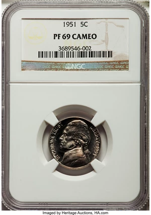 image for: 1951 5C PR69 Cameo NGC. NGC Census: (17/0). PCGS Population (0/0). ...