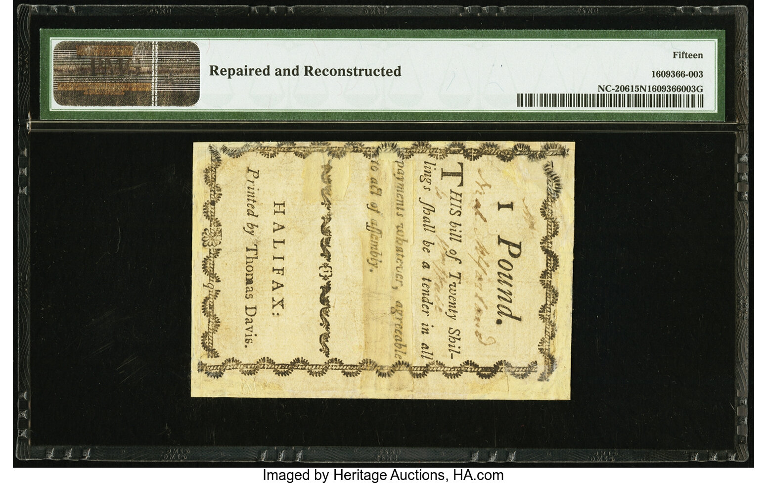 image for: North Carolina May 17, 1783 20s PMG Choice Fine 15 Net....