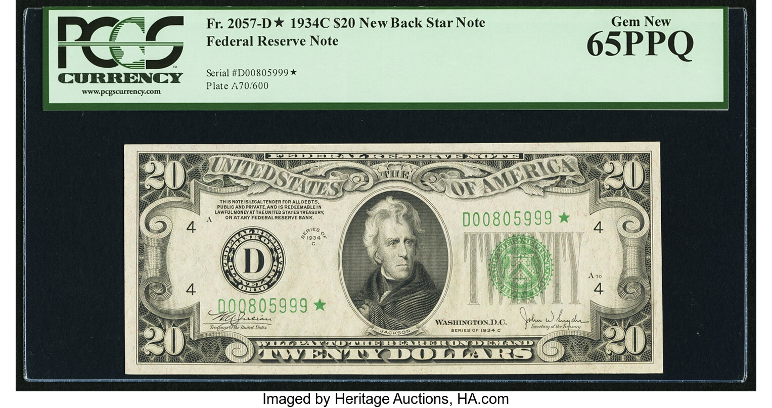 1934C $20 Cleveland, Star Replacement (Fr. 2057D*)