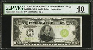 image for: Fr. 2231-G $10,000 1934 Light Green Seal Federal Reserve Note. PMG Extremely Fine 40....