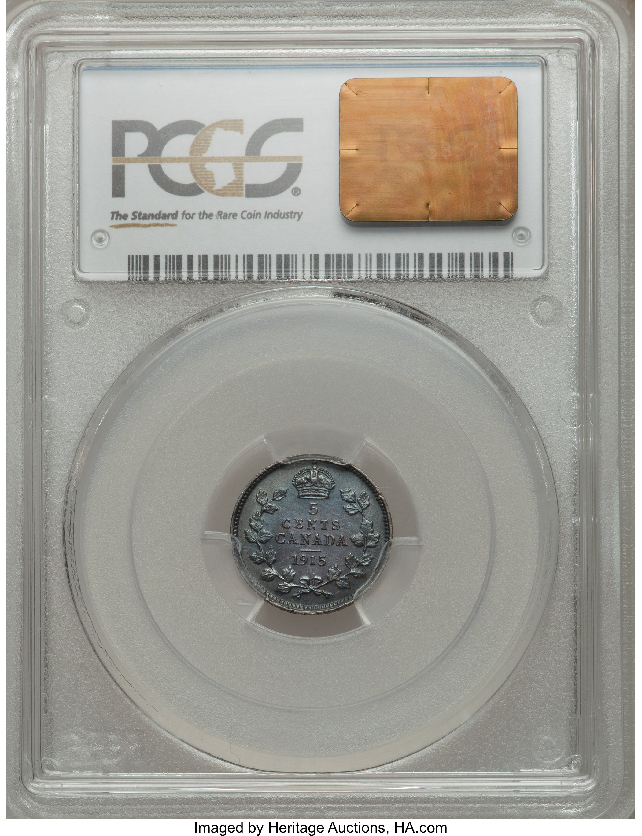 image for: George V 5 Cents 1915 AU55 PCGS