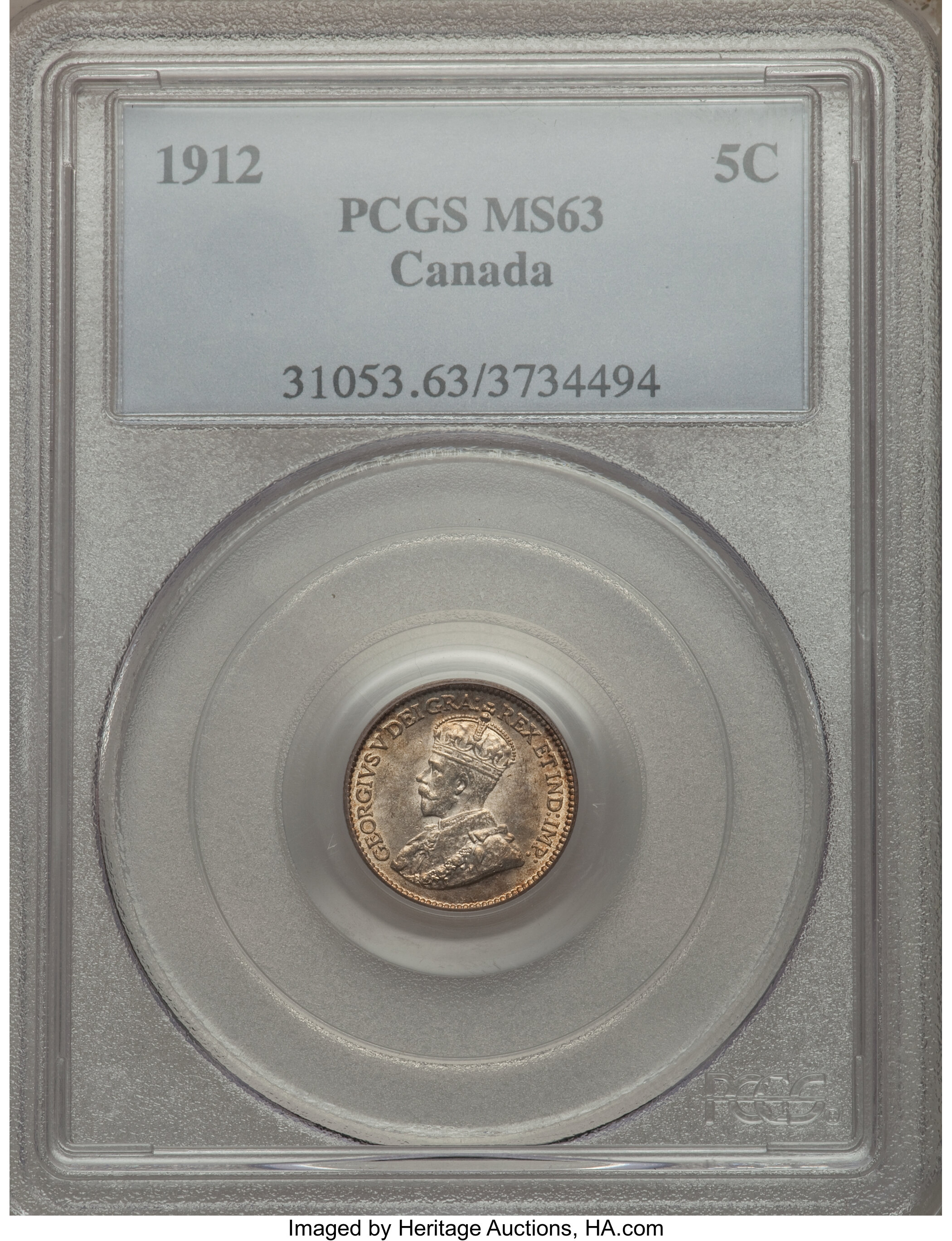 image for: George V 5 Cents 1912 MS63 PCGS