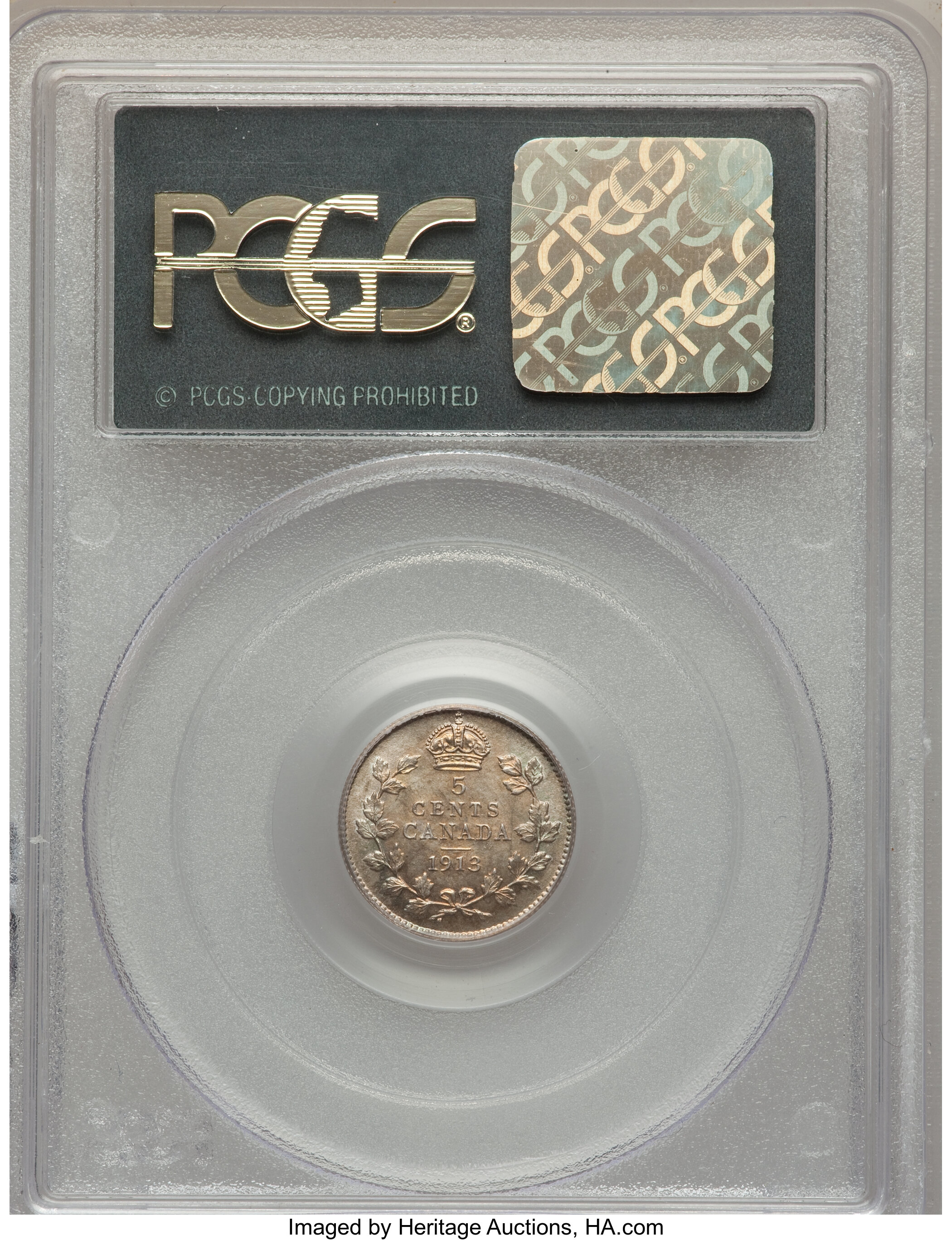 image for: George V 5 Cents 1913 MS64 PCGS