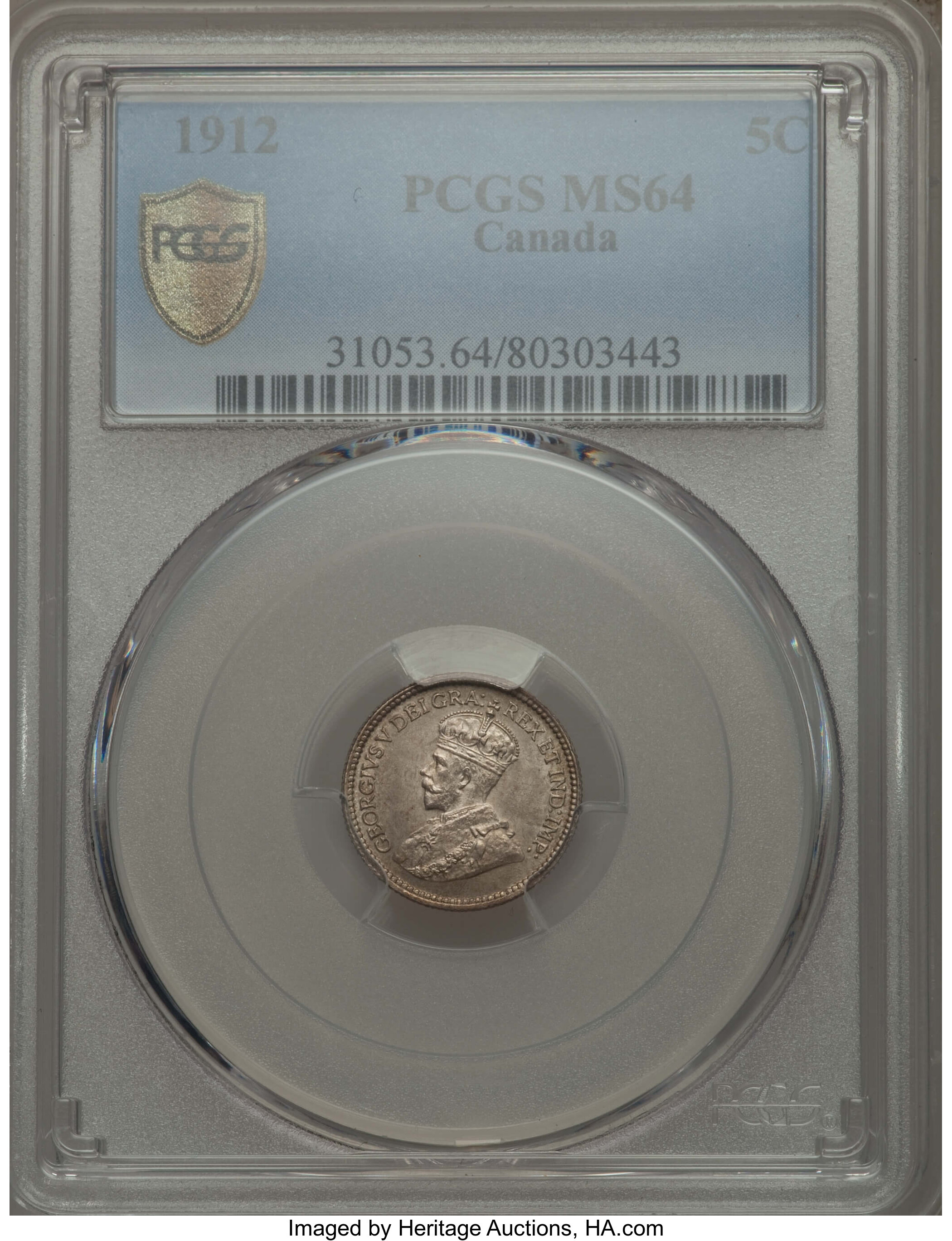 image for: George V 5 Cents 1912 MS64 PCGS