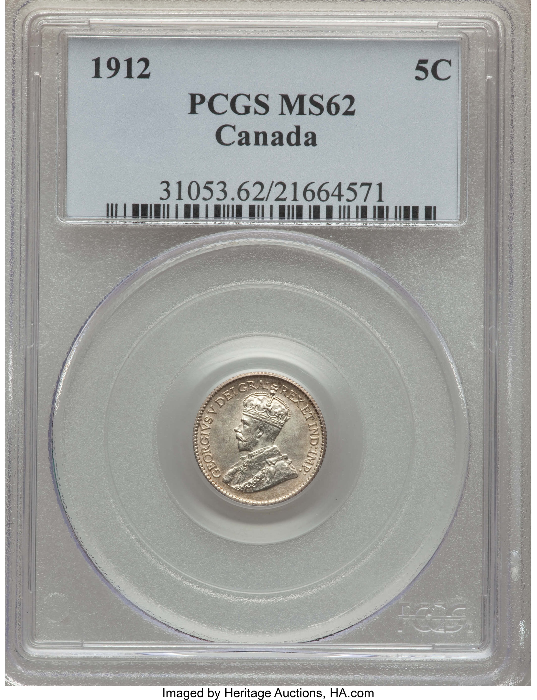 image for: George V 5 Cents 1912 MS62 PCGS