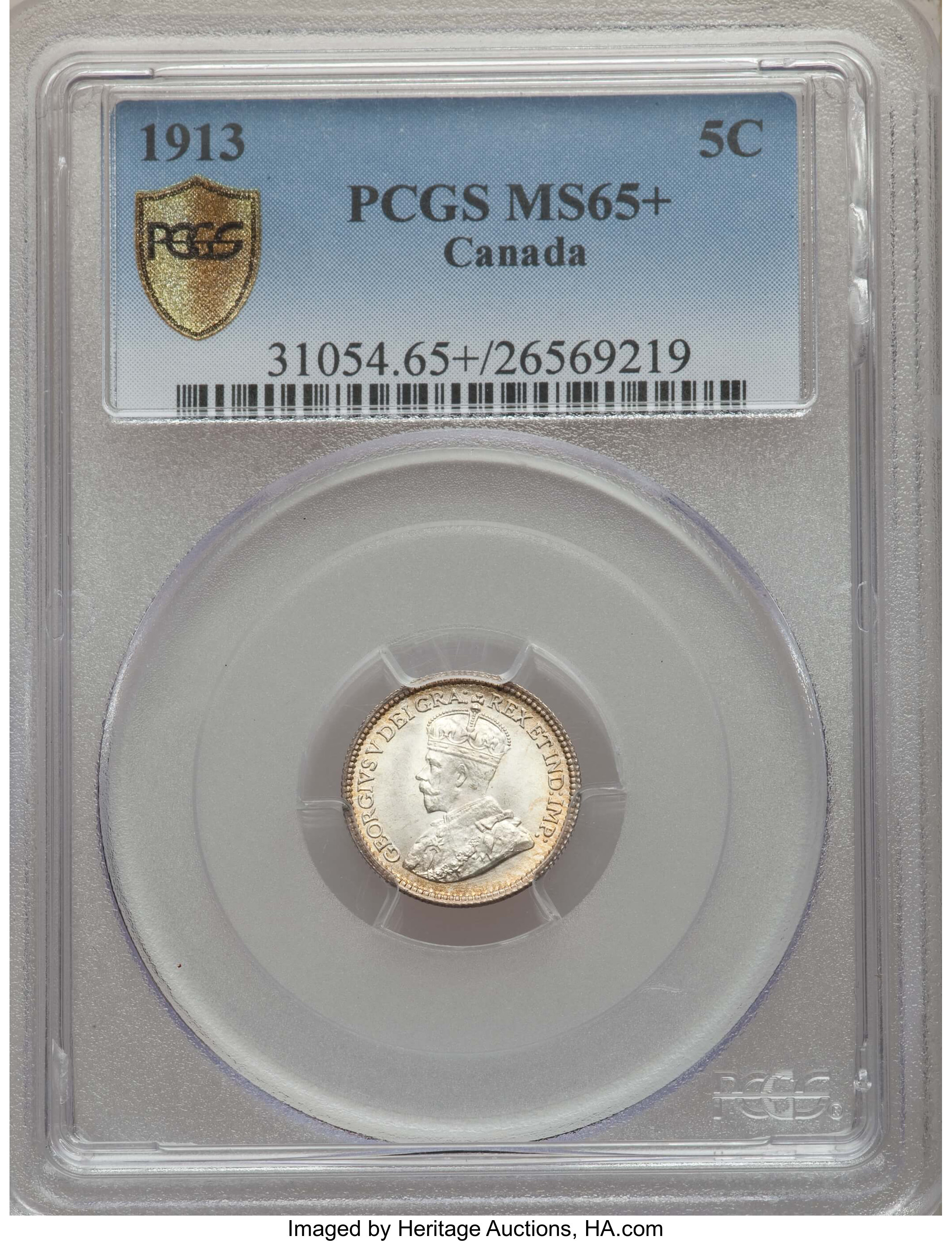 image for: George V 5 Cents 1913 MS65+ PCGS