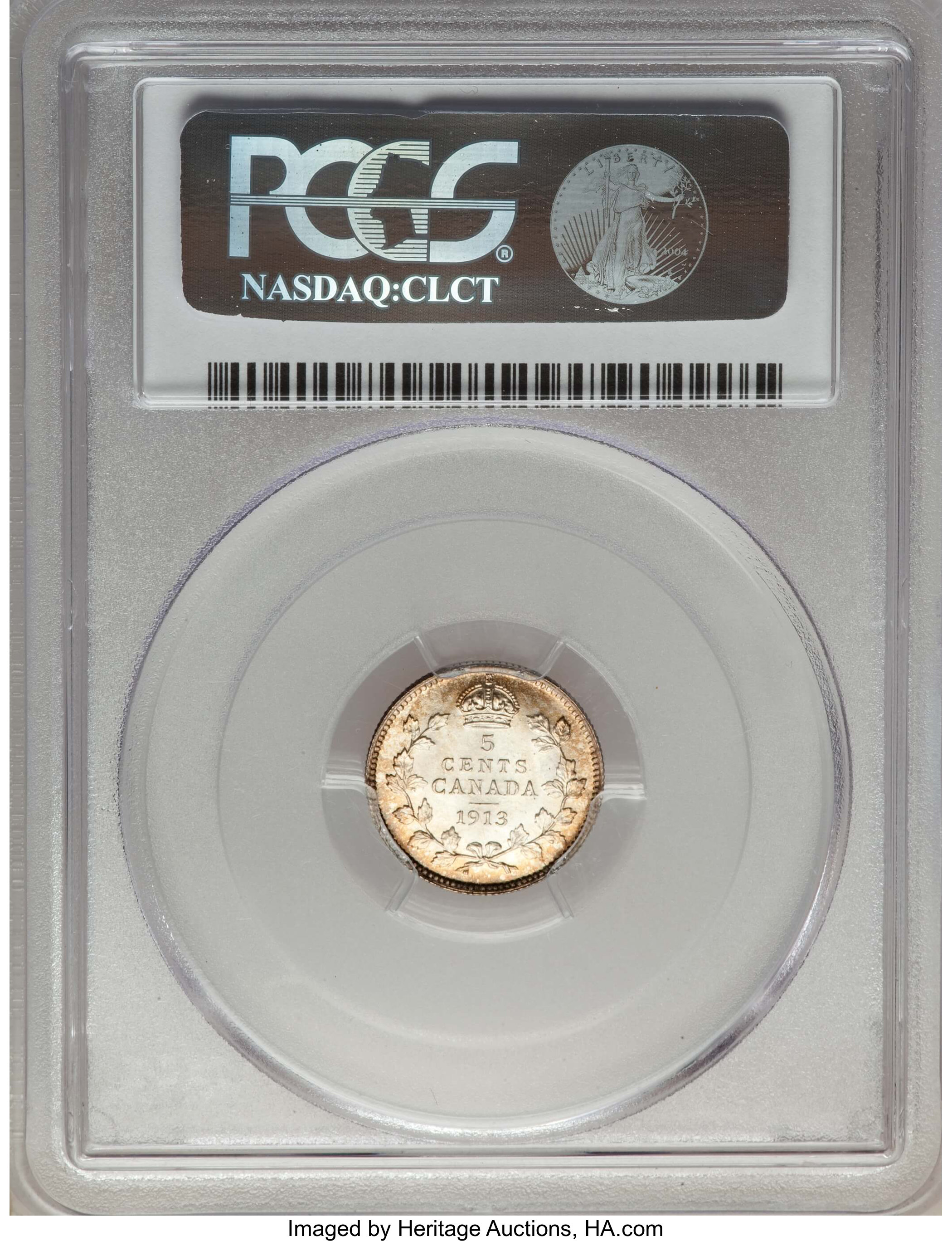 image for: George V 5 Cents 1913 MS65+ PCGS