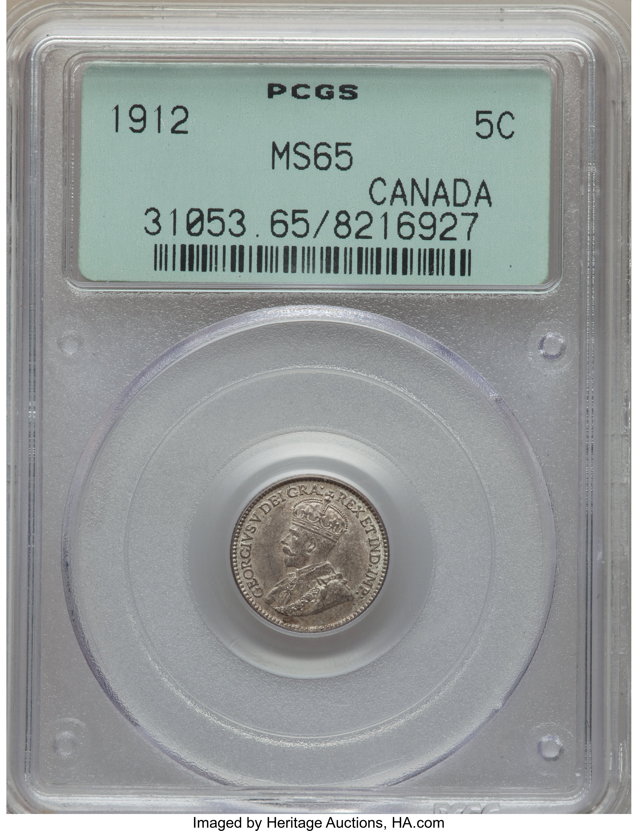 image for: George V 5 Cents 1912 MS65 PCGS