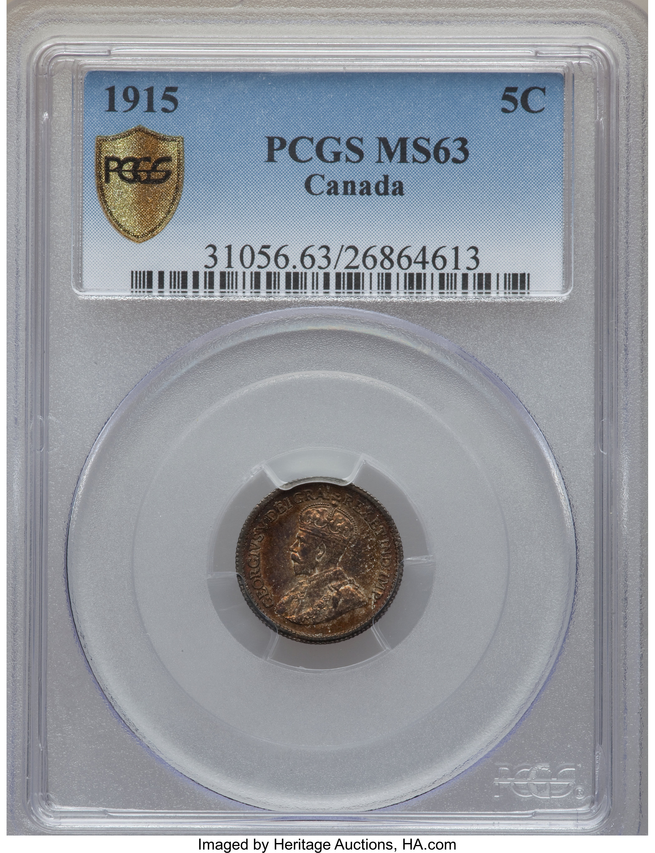 image for: George V 5 Cents 1915 MS63 PCGS