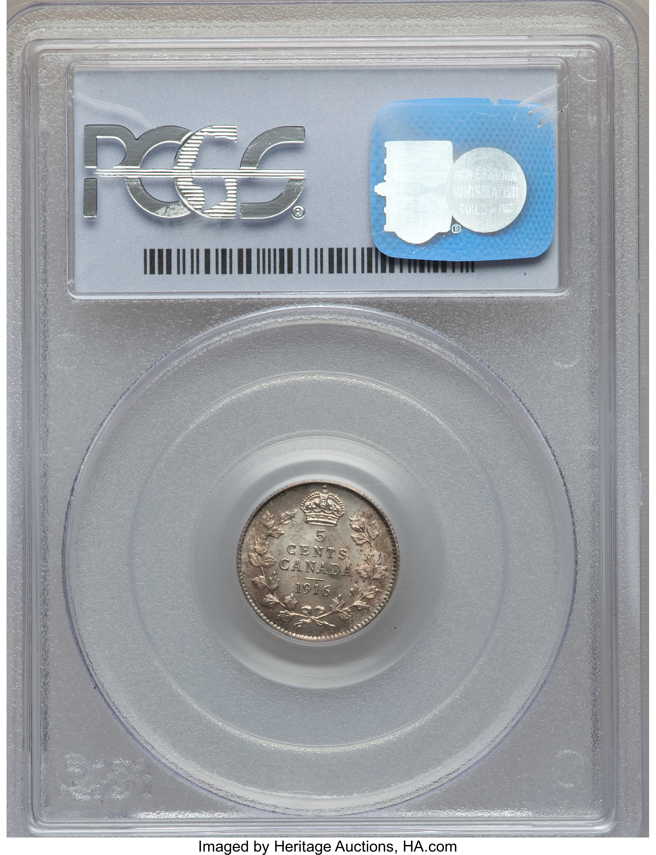 image for: George V 5 Cents 1916 MS64 PCGS