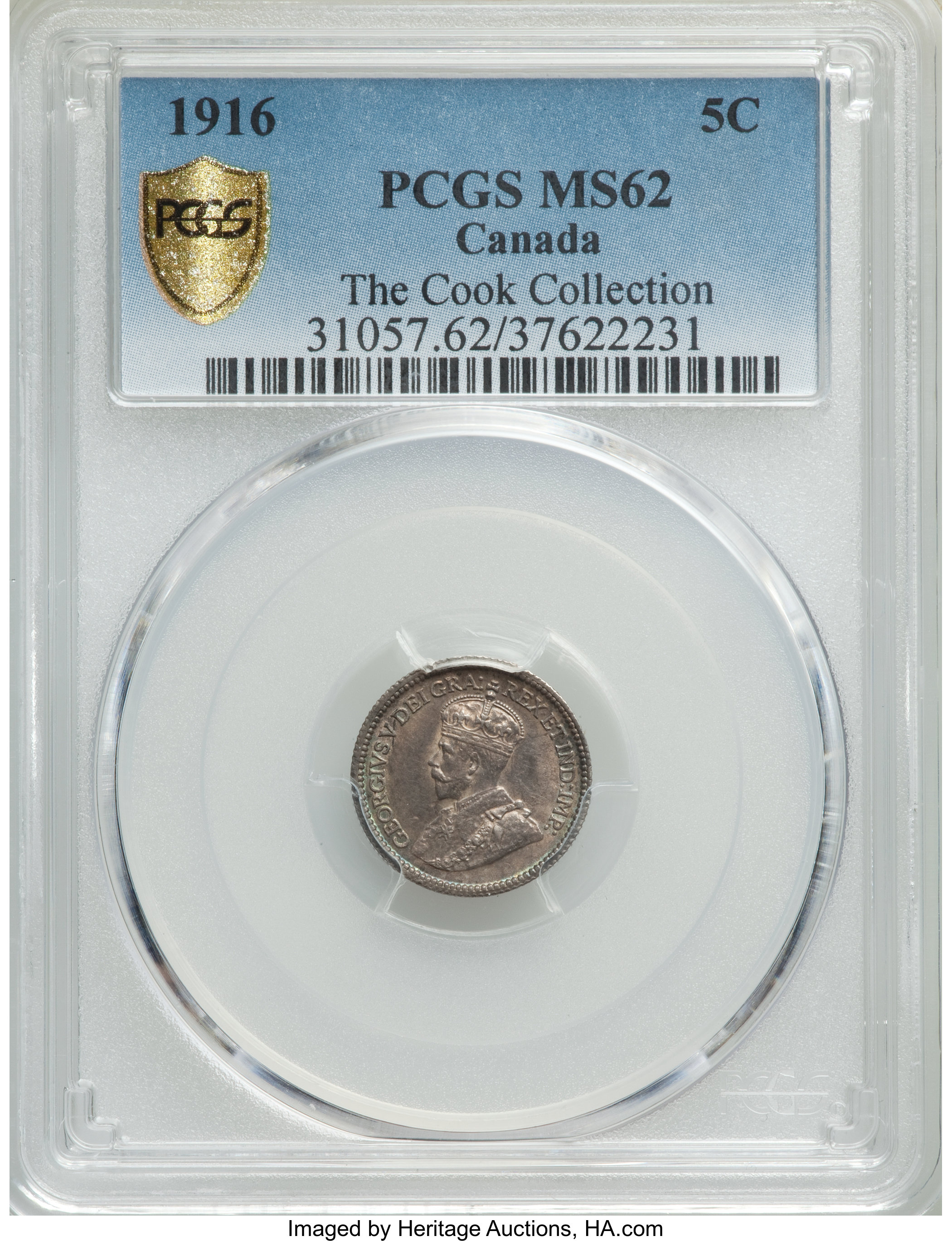 image for: George V 5 Cents 1916 MS62 PCGS