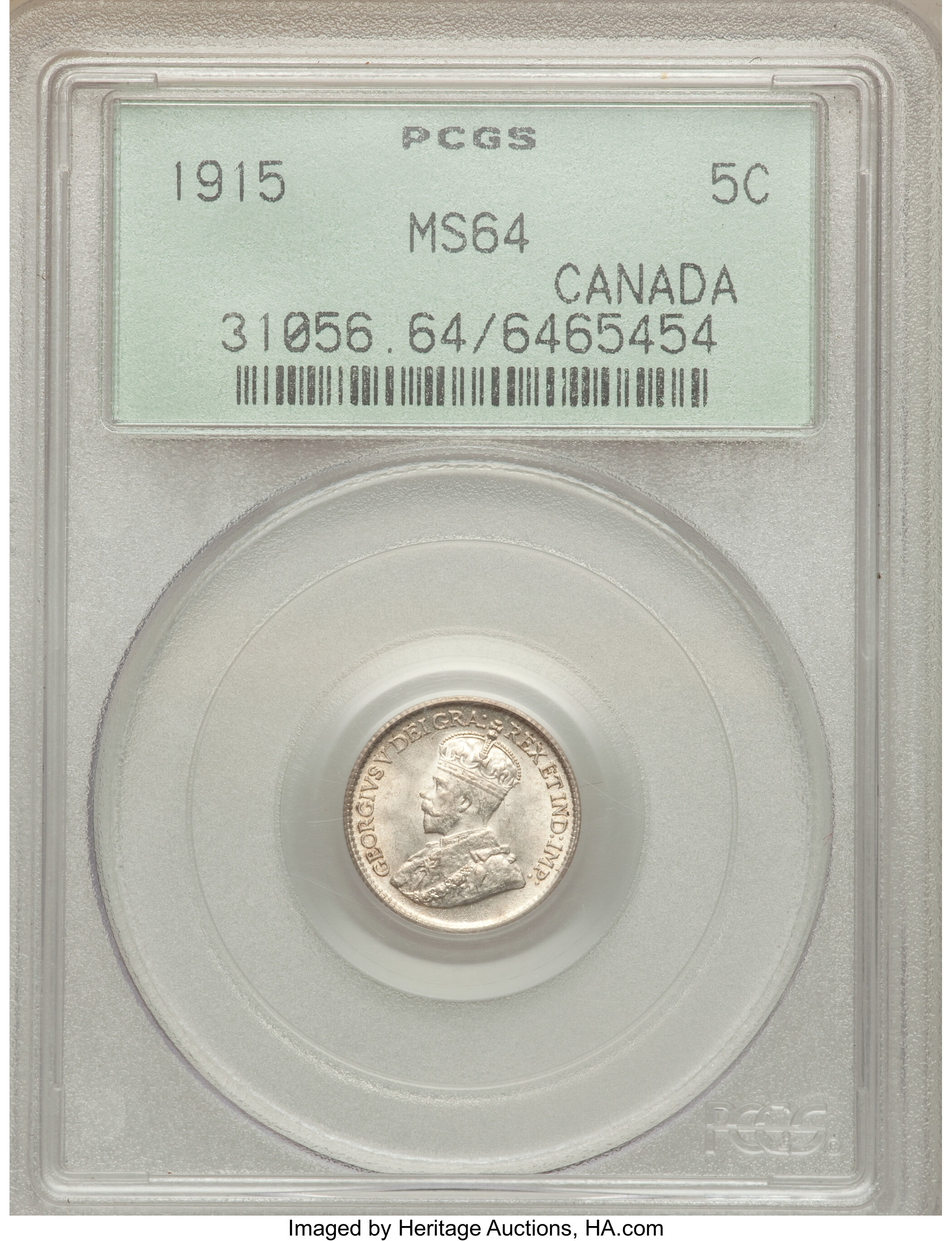 image for: George V 5 Cents 1915 MS64 PCGS