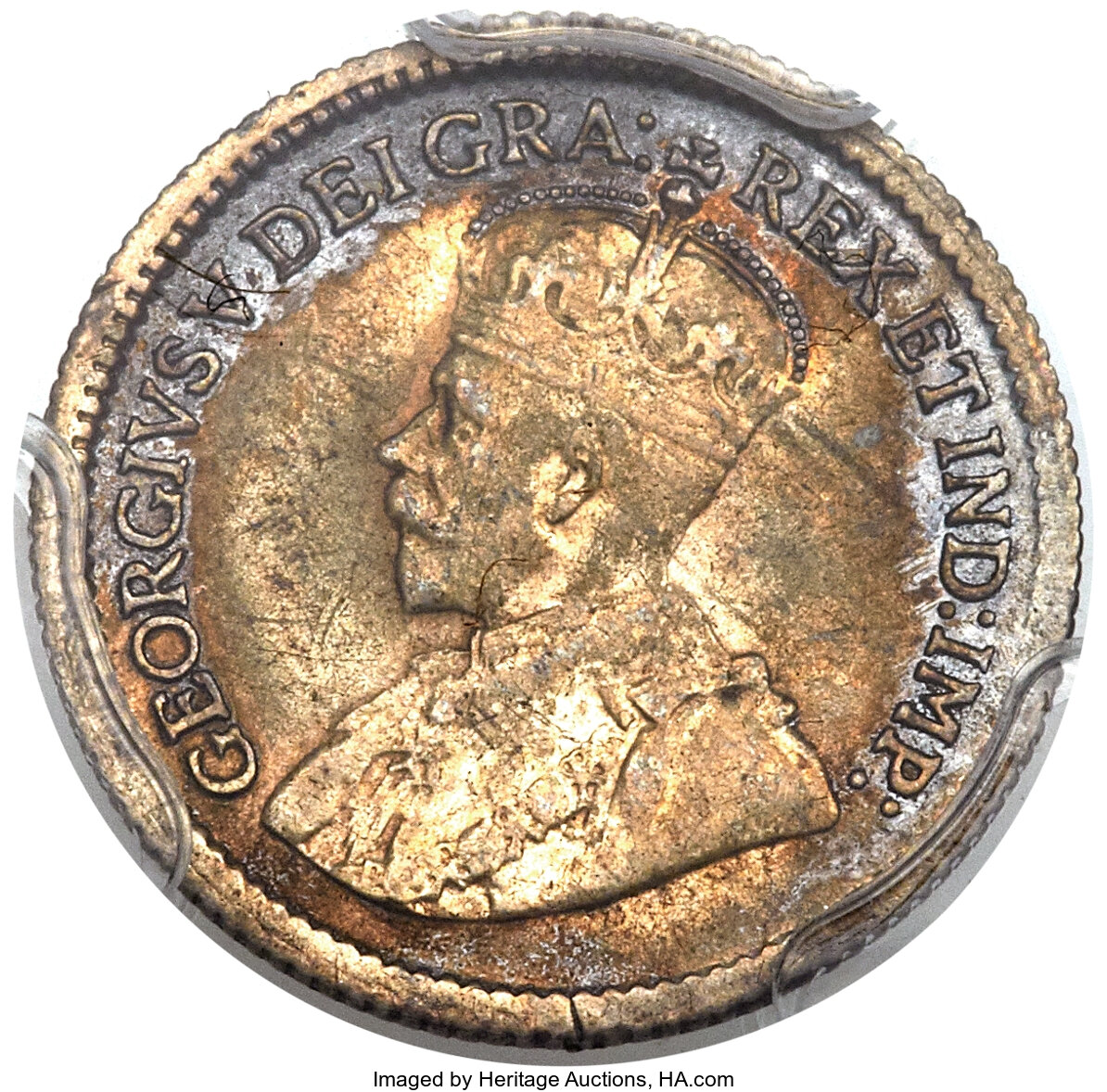 image for: George V 5 Cents 1921 AU Details (Environmental Damage) PCGS