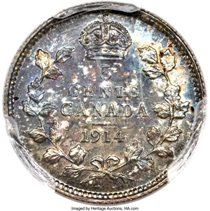 image for: George V 5 Cents 1914 MS65 PCGS