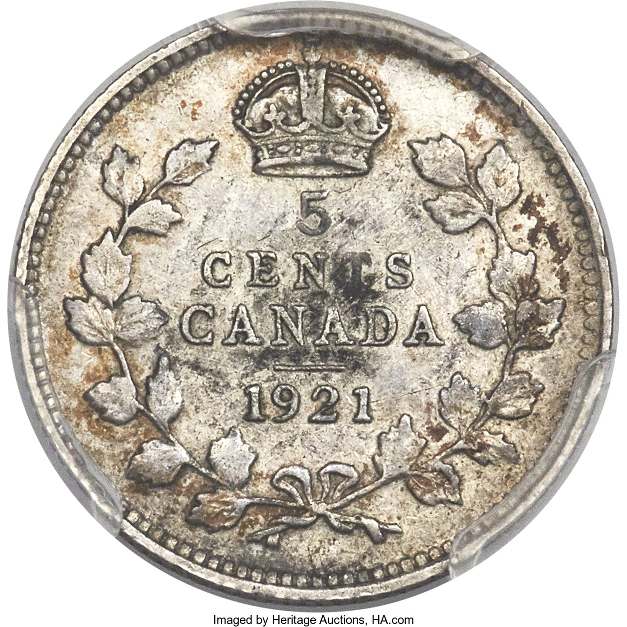 image for: George V 5 Cents 1921 F15 PCGS
