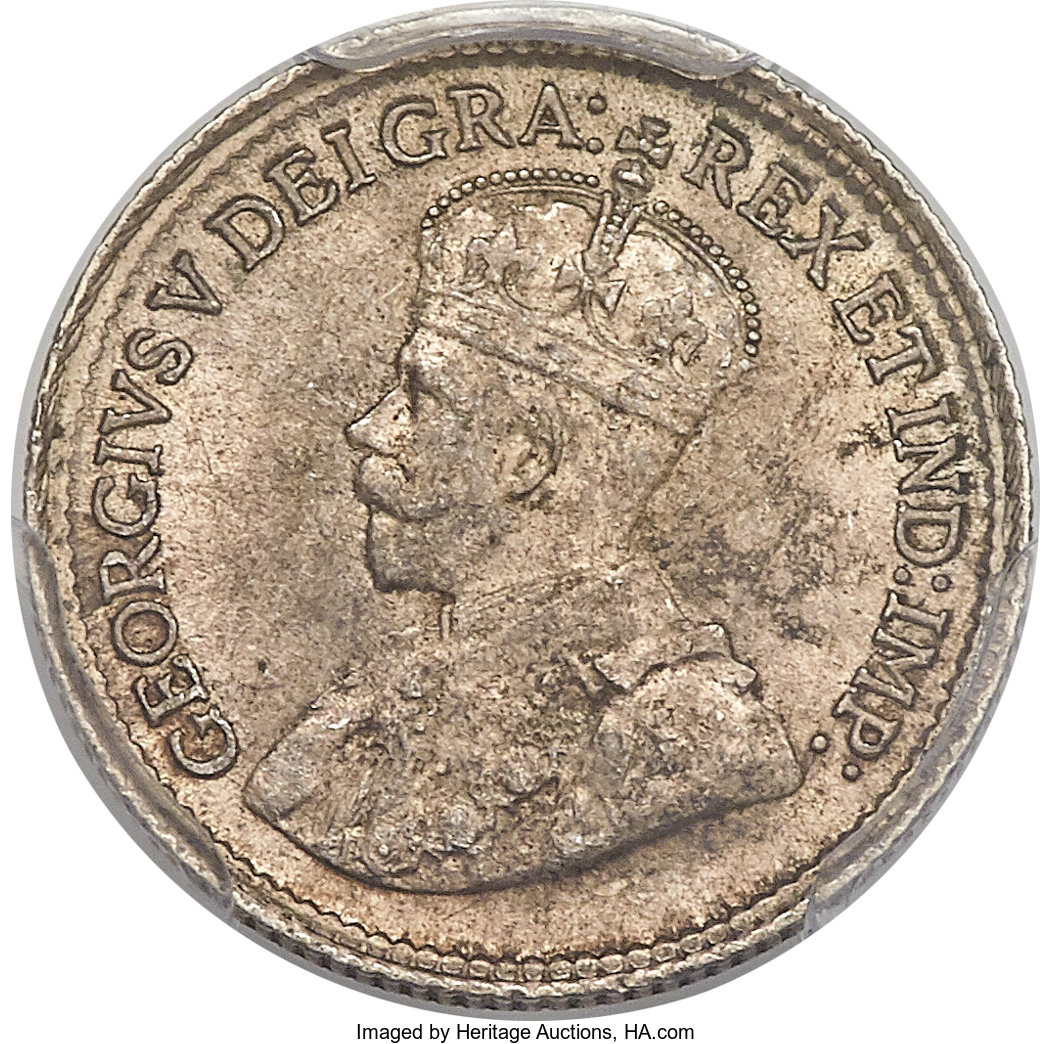 image for: George V 5 Cents 1921 MS62 PCGS