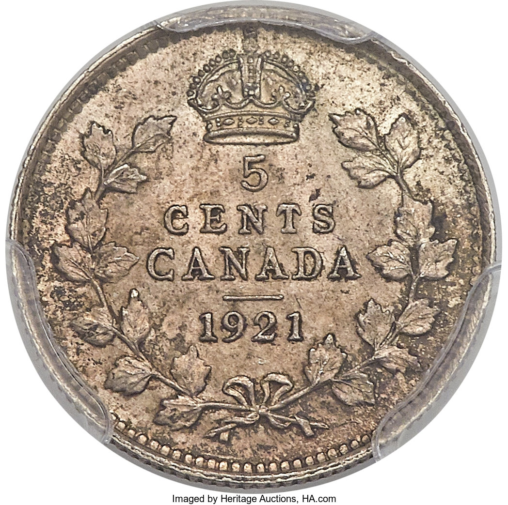 image for: George V 5 Cents 1921 MS62 PCGS