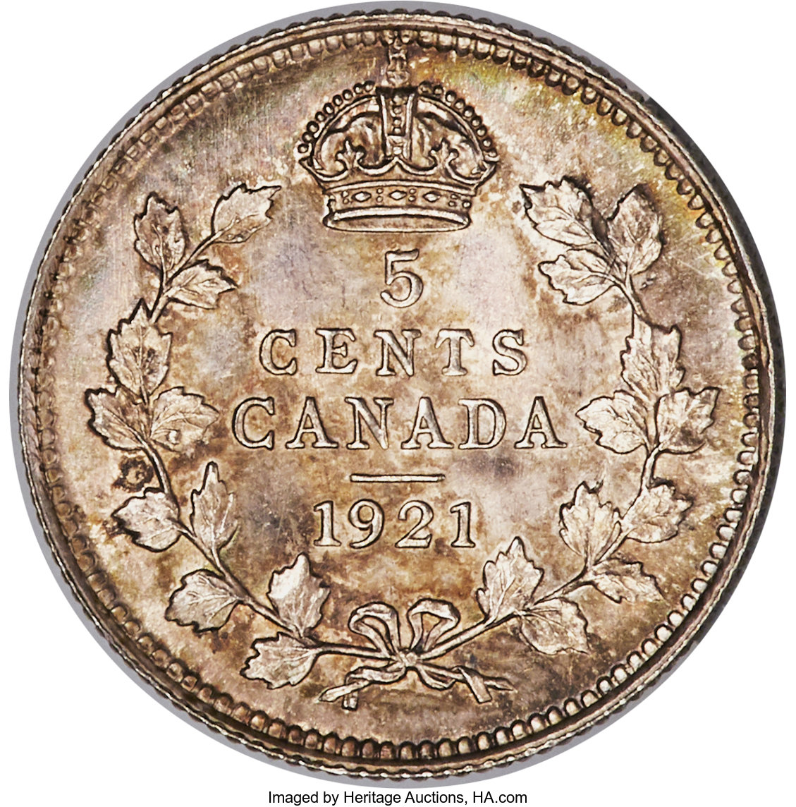 image for: George V 5 Cents 1921 MS65 PCGS